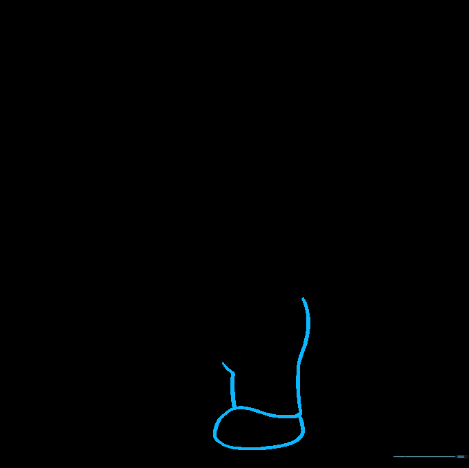 The character outline now including the first leg and shoe detail.