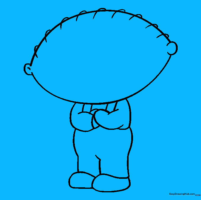 Stewie's face with large, circular eyes, pupils, and straight eyebrows added.