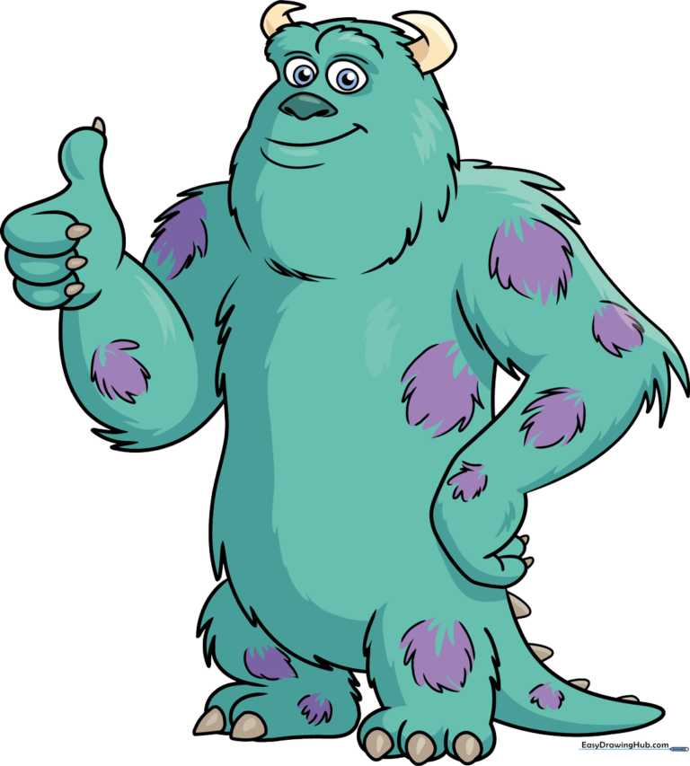 Finished, colorful illustration of Sully from Monsters, Inc. ready for display.