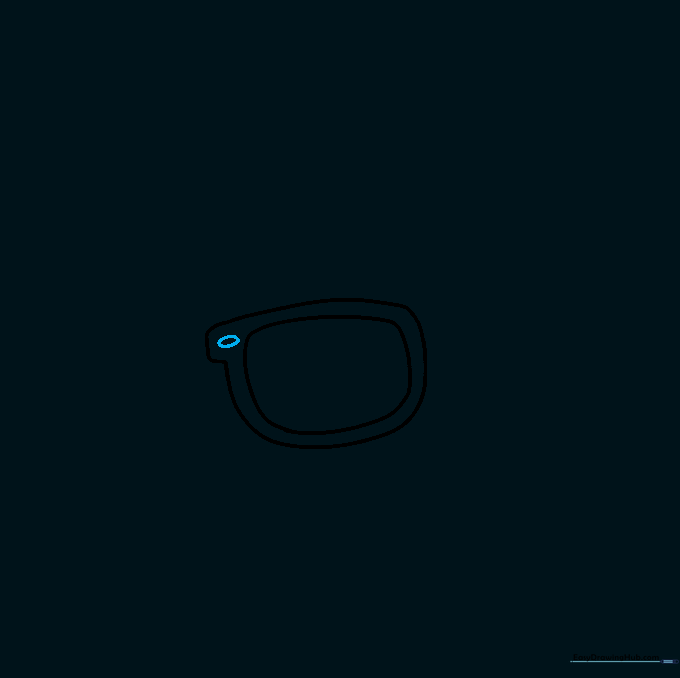 A small oval added to the hinge area of the left sunglasses frame.