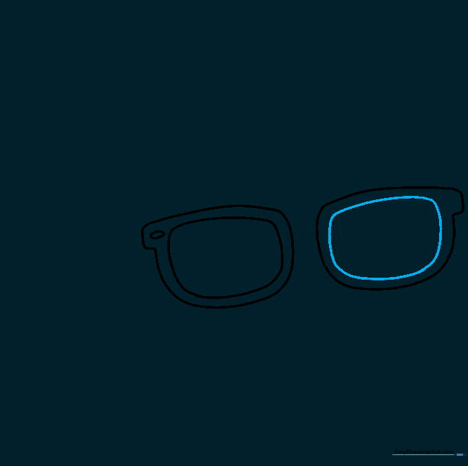 The right sunglasses frame with a lens shape added inside.