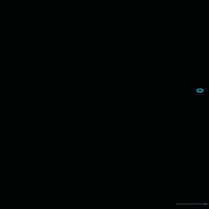 A small oval added to the hinge area of the right sunglasses frame.