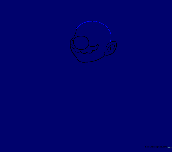 A large curved line defining the top of Mario's head.