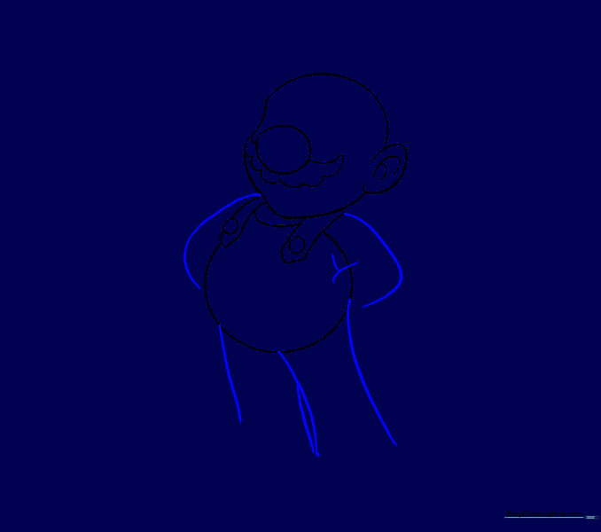 Basic outlines for Mario's arms and legs.