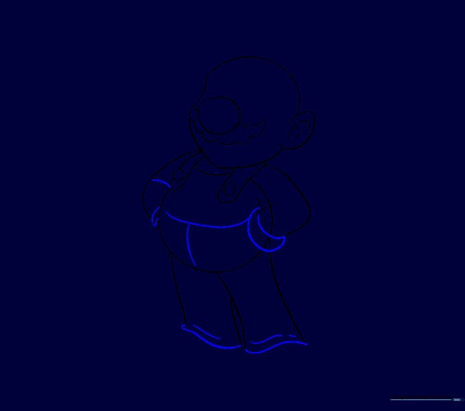 Refined outlines for Mario's arms, cuffs, and pant legs.