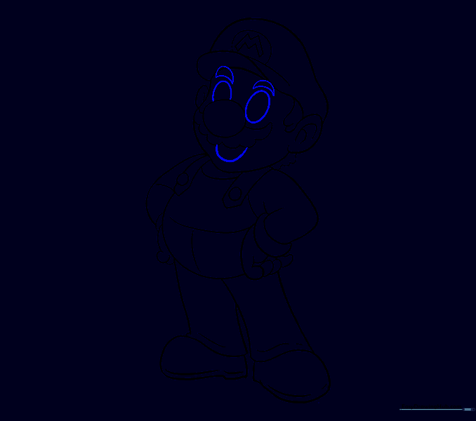 Adding eyes, eyebrows, and mouth to Mario's face.