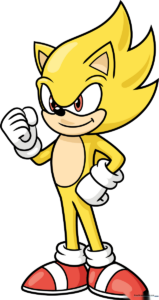 Vibrant, completed drawing of Super Sonic ready for coloring.