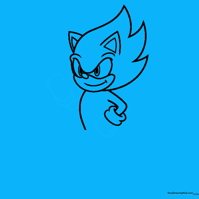 Adding arms and defining the hand shapes for Super Sonic.
