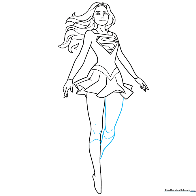 Detailed drawing of Supergirl's boots and knee definition.