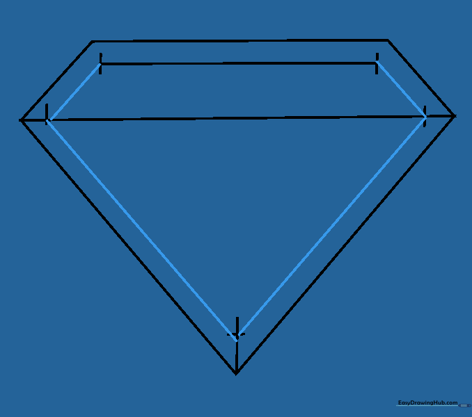 Drawing a smaller diamond shape inside the main shield outline.