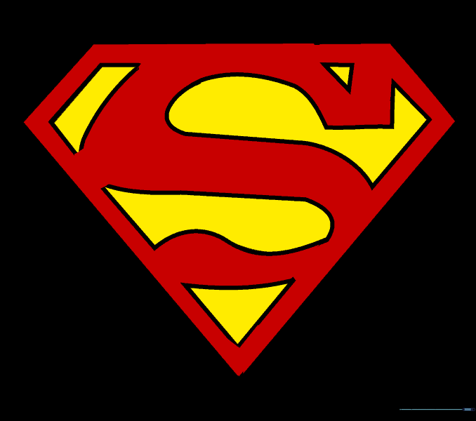 The finished, colored Superman logo in classic red and yellow.