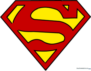 A vibrant, completed Superman logo shield, ready for coloring.