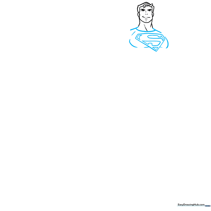 Drawing the Superman chest emblem inside an inverted triangle shape.