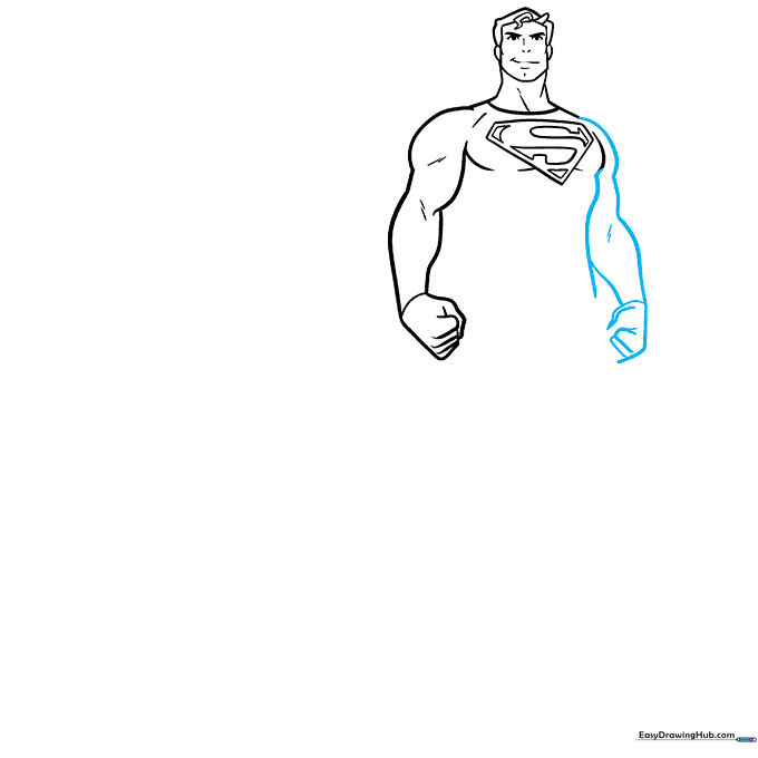Adding the second arm to complete the upper body silhouette.