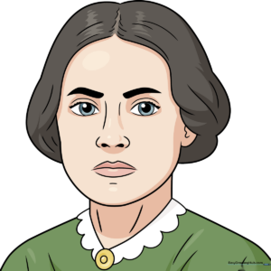 Finished portrait of Susan B. Anthony, colored and ready for display.
