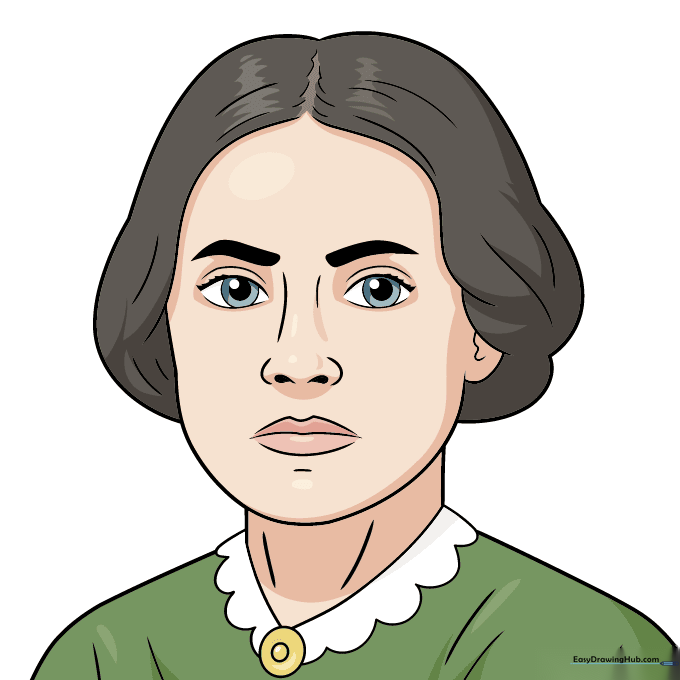 Colored portrait of Susan B. Anthony.
