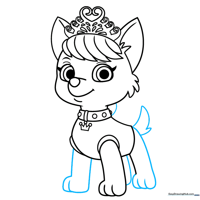 Adding the back legs and the fluffy tail to complete the body shape.
