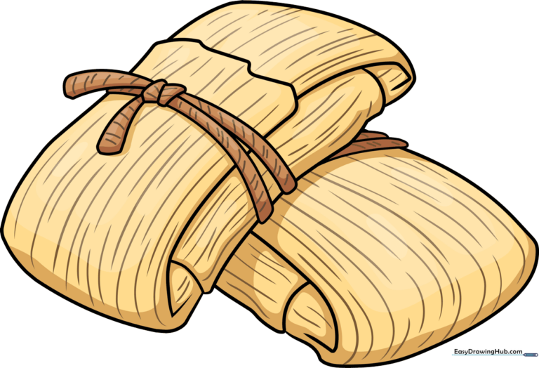 A colorful, finished illustration of two traditional tamales, serving as the featured image for the tutorial.