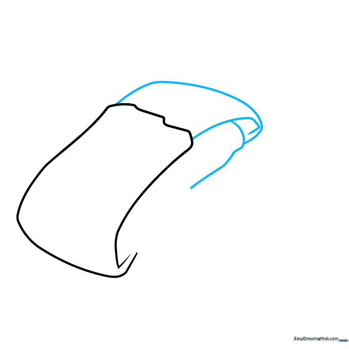 Drawing three overlapping curved lines at the end of the tamale to show the texture of the corn husk.