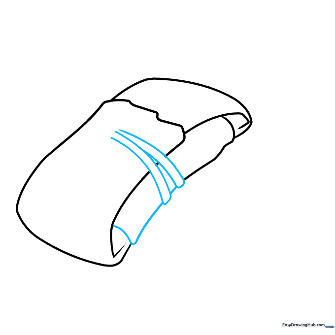 Adding a string detail around the center of the tamale with an L-shaped curve for the wrapper.