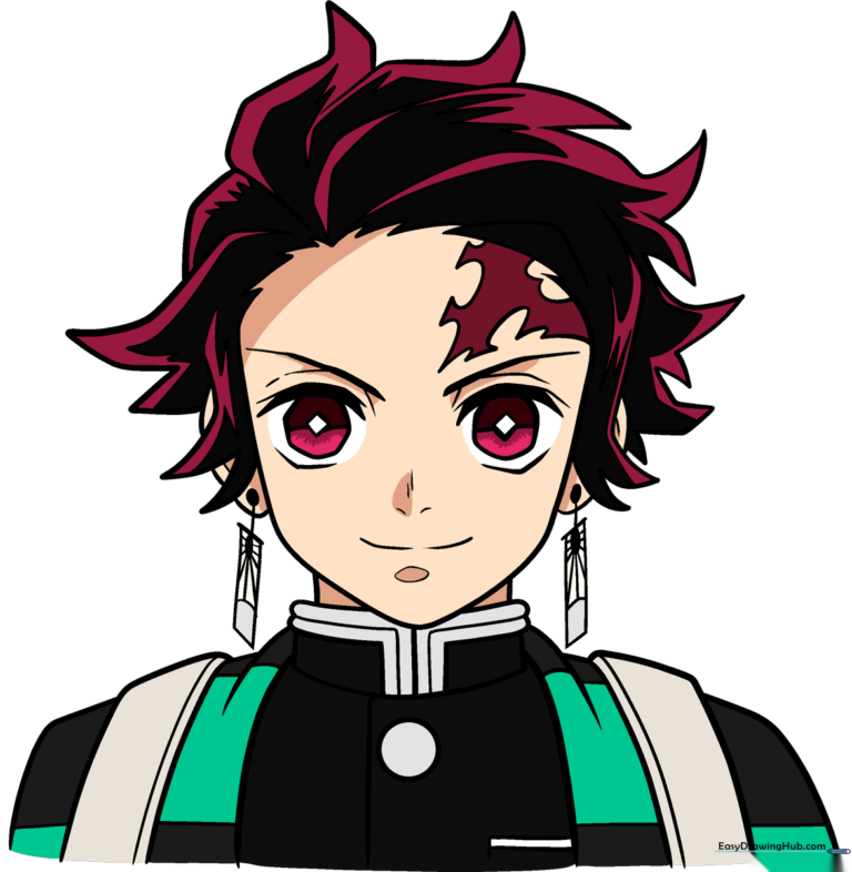 Colorful illustration of Tanjiro Kamado from Demon Slayer, showcasing his signature green and black outfit.