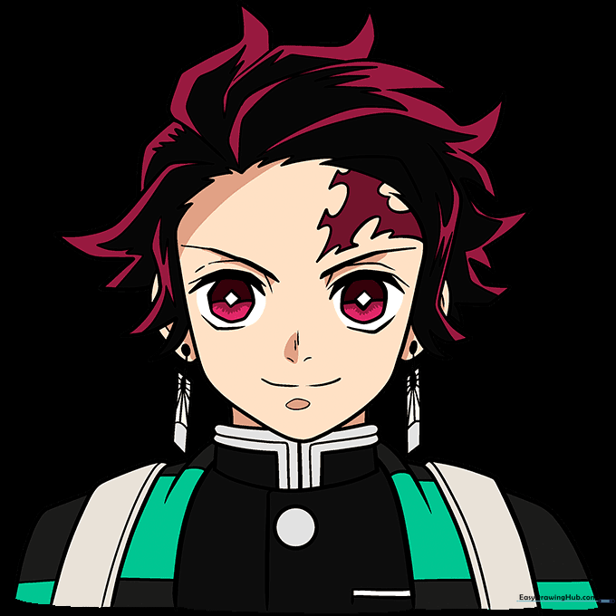 Fully colored drawing of Tanjiro Kamado.