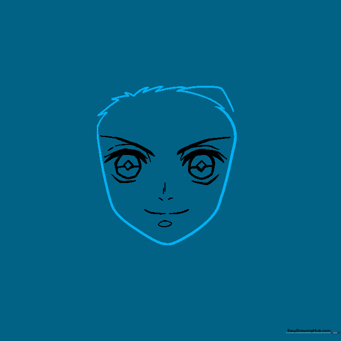 Outline of Tanjiro's head shape and hairline.