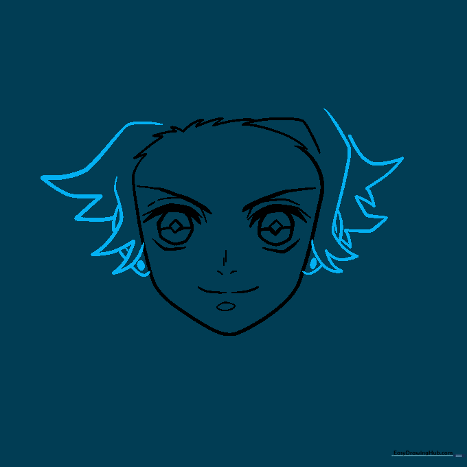 Tanjiro's head with spiky hair and ear placement.