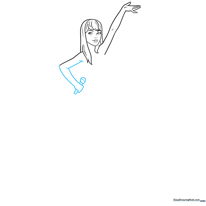 Adding a microphone held in the hand using simple geometric shapes.