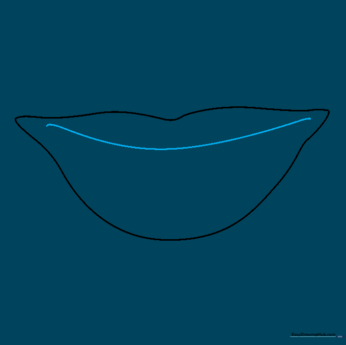 Adding a curved line to define the thickness of the upper lip.