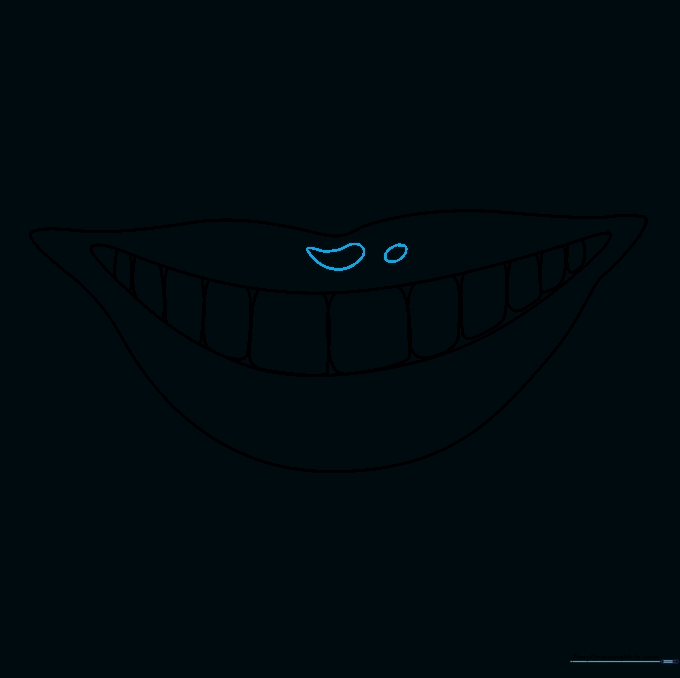 Adding small oval shapes on the upper lip to indicate light highlights.