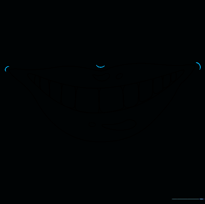 Adding final detail lines around the mouth to show facial contours.