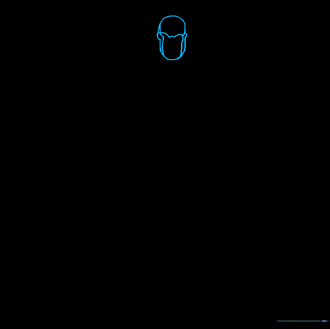 Sketching the initial rounded head shape and wavy helmet lines for Thanos.