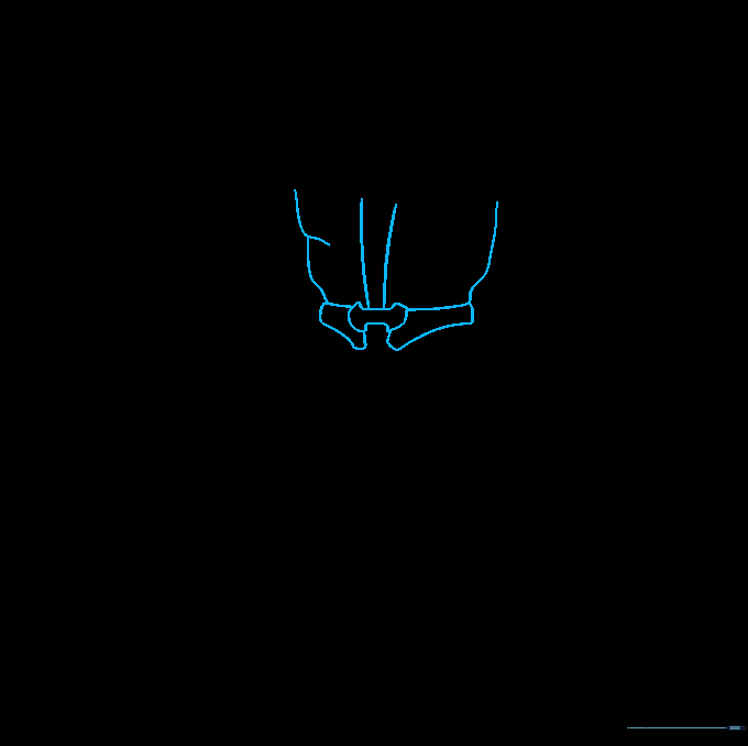 Outlining the central chest plate and torso structure of Thanos.