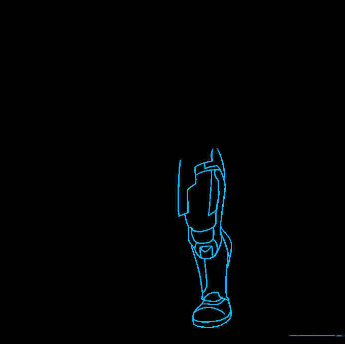 Drawing the leg and knee armor plates for Thanos.
