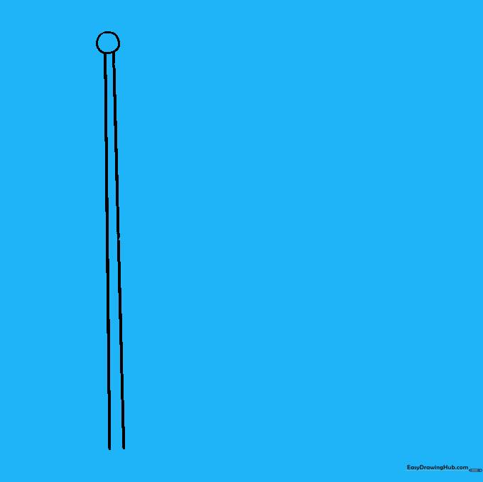 Two curved lines extending horizontally from the flagpole to begin the flag shape.