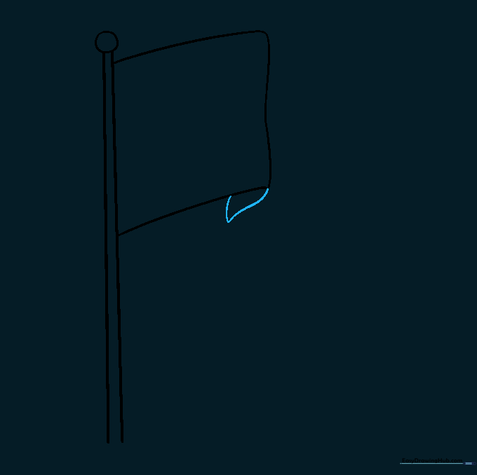 A small curved triangle added to the bottom corner of the flag to show a fold.