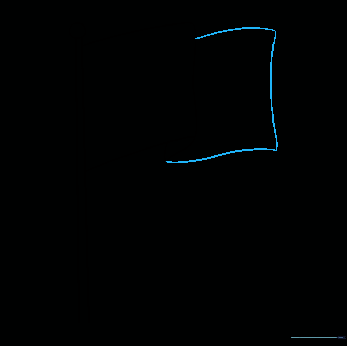 The completed outline of the waving flag shape.
