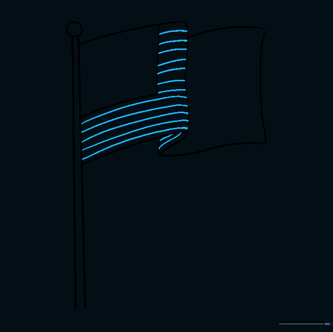 Parallel curved lines drawn across the flag to create the stripes.