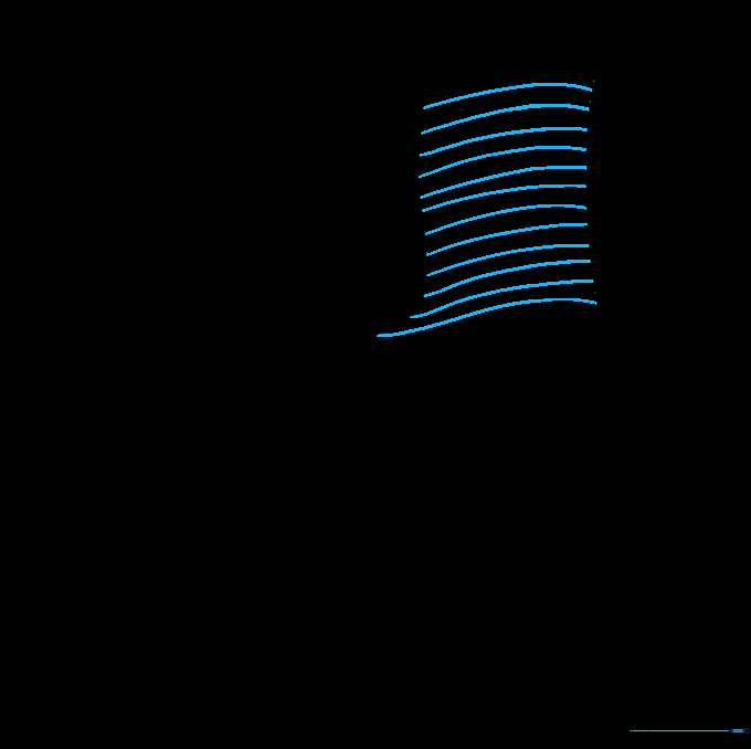 The stripes extended onto the folded edge of the flag.