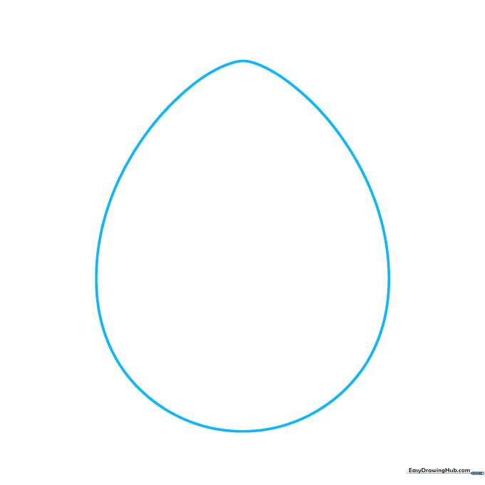 A light pencil sketch of an egg outline on a white background.
