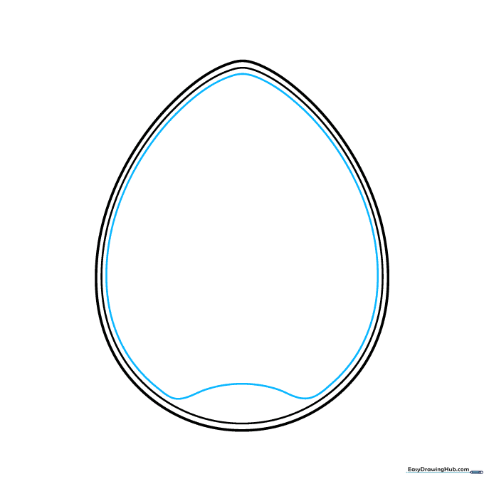 Adding a curved line at the top of the egg to define the air cell.