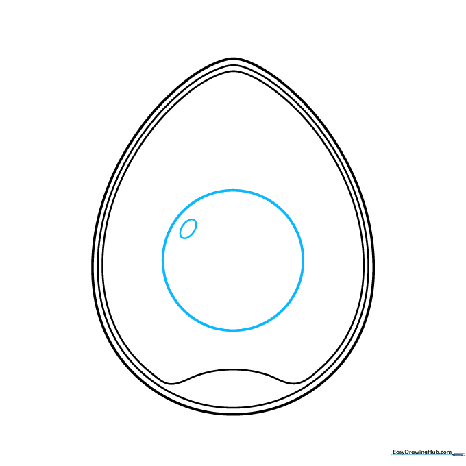 Drawing the central yolk circle and the germinal disk oval.