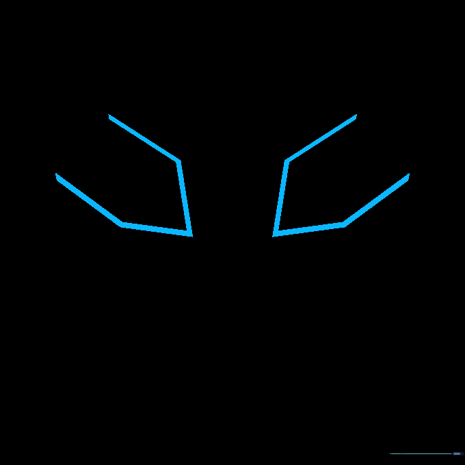 Two pentagon-shaped outlines representing the eyes of the Autobot symbol on a white background.