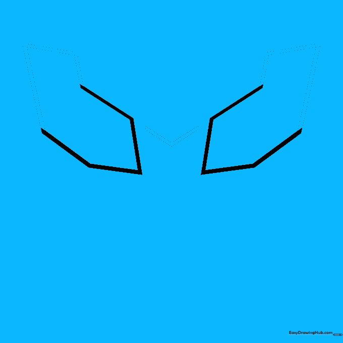 Drawing the rectangular eye-backs and a central V-shape for the Autobot logo.