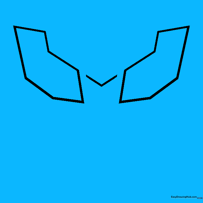 Adding the nose rectangle and zigzag cheek details to the Autobot drawing.