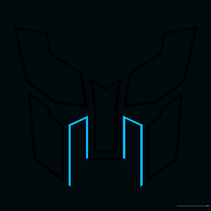 Adding small rectangular details to the sides of the mouth area.