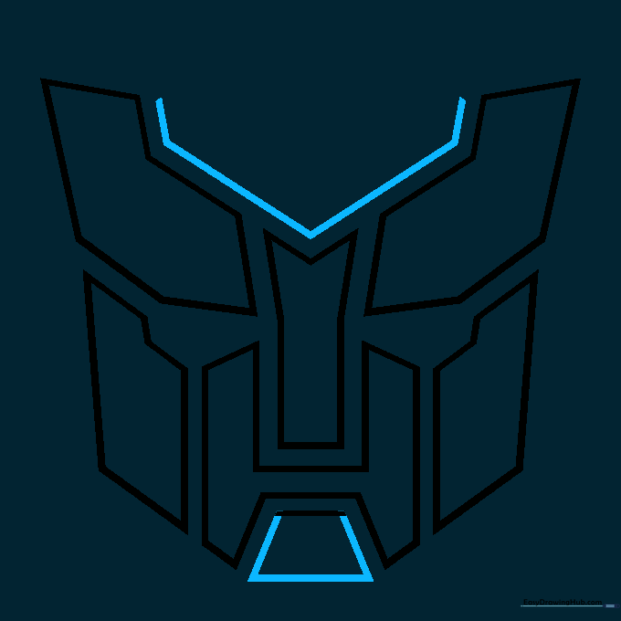 Adding the trapezoid chin and the large V-shaped forehead crest.