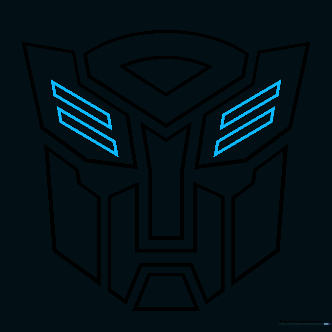 Adding the final side panels to complete the Autobot symbol outline.