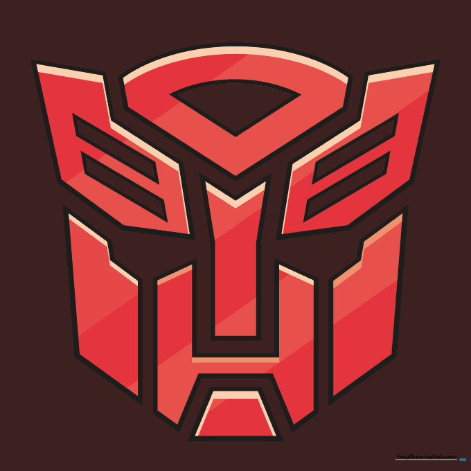 The completed Autobot symbol colored in bright red.